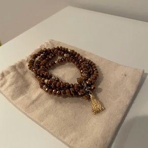 Brown Stretchy Beaded Bracelet